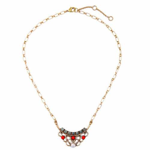 Anthropologie White and Cream Flower Statement Gold Necklace  display picture 3