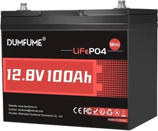 12V 100Ah Mini LiFePO4 Lithium Battery - Deep Cycle for Solar RV Marine Off-grid