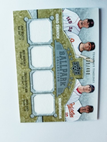 BECKETT MARKAKIS PAPELBON JONES 2009 UD BALLPARK QUAD JERSEY #39/400 GAME USED