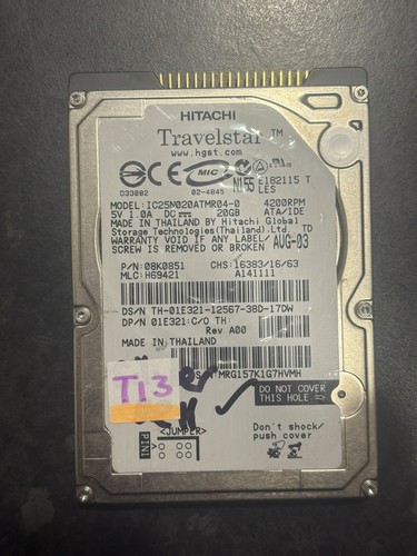 Hitachi Travelstar IC25N020ATMR04-0 08K0851 20GB HDD IDE FESTPLATTE 2,5".