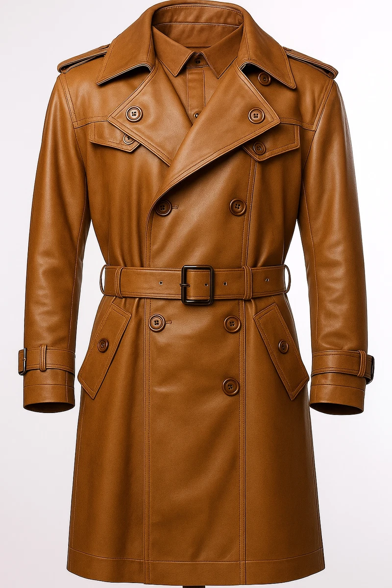 Giacca Trench Uomo In Pelle Sintetica Marrone - Stile Fallout Ranger - Cappotto Moto Casual Regalo - Foto 3