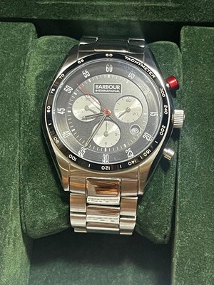 Barbour Boswell BB025BKSL Chronograph Watch Black Silver Stainless 