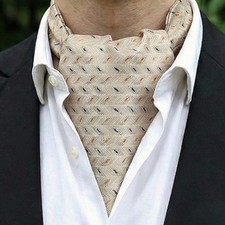 Beige with Orange & Navy Zigzags Ascot Cravat
