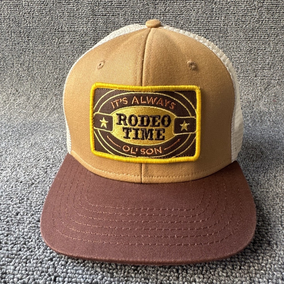 Dale Brisby Rodeo Time Trucker Snapback Hat Brown Tan Mesh Back
