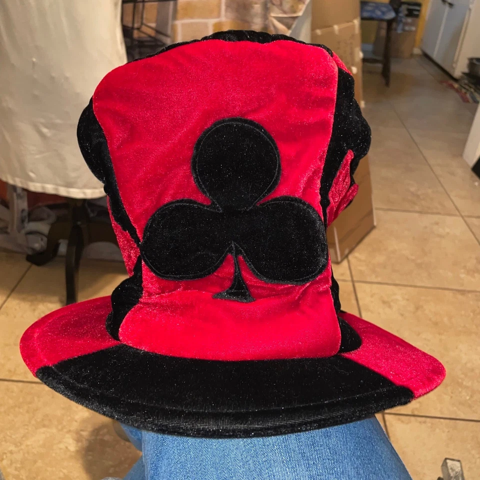 Elope Adulto Terciopelo Rojo Negro Sombrero Póker Deck Disfraz Rave Festival Cosplay Foto 3 de 4