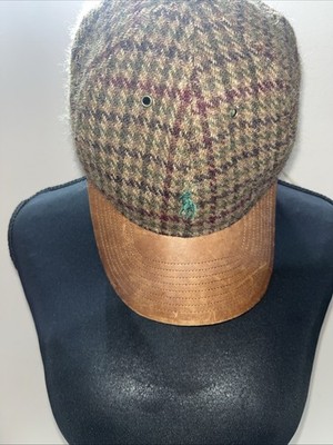 Polo Ralph Lauren Hard to Find Vintage Tweed and Brown Leather Baseball Cap