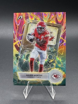 Xavier Worthy 2025 Topps Resurgence Voltaic Pink Power Surge (1/10) Jersey Match