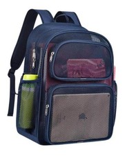 Mesh Backpack, Heavy Duty Large Capacity Mesh Beach Bag  Padded Blue-28l