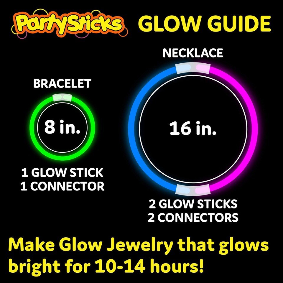 Glow Sticks Party Supplies 100pk - 8 Inch Glow in the Dark Light Up ...