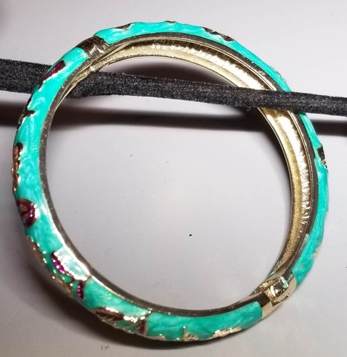 Aqua Emaille Floral Scharnier Armreif Armband - Bild 4 von 9