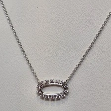 Kendra Scott Elisa Open Frame Silver Tone Pendant 18" Necklace Clear Crystal New