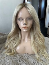 20" FULL LACE PERÜCKE ASCHBLOND ROOTED 100% Echthaar