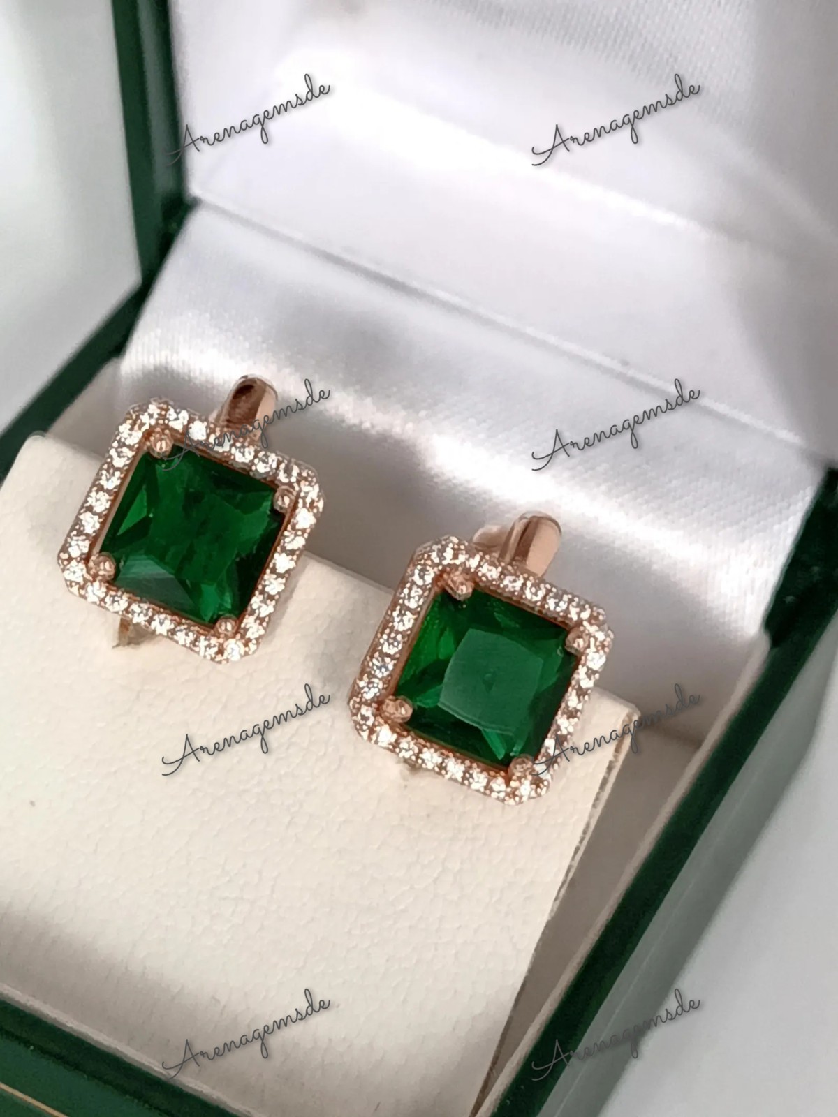 Pendientes De Esmeralda Corte Princesa Verde En Plata 925 Para Pedida Y Boda