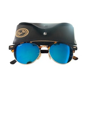 Ray-Ban Blue Frame Sunglasses with Tortoiseshell Arms and Rainbow Lenses Ray-Ban RB2197 Elliot Tortoise, Blue Prescription Sunglasses main image 4