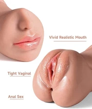 3 in 1 Realistic Oral Vagina Anal Pocket Pussy Male Masturbator Sex Toys for Men