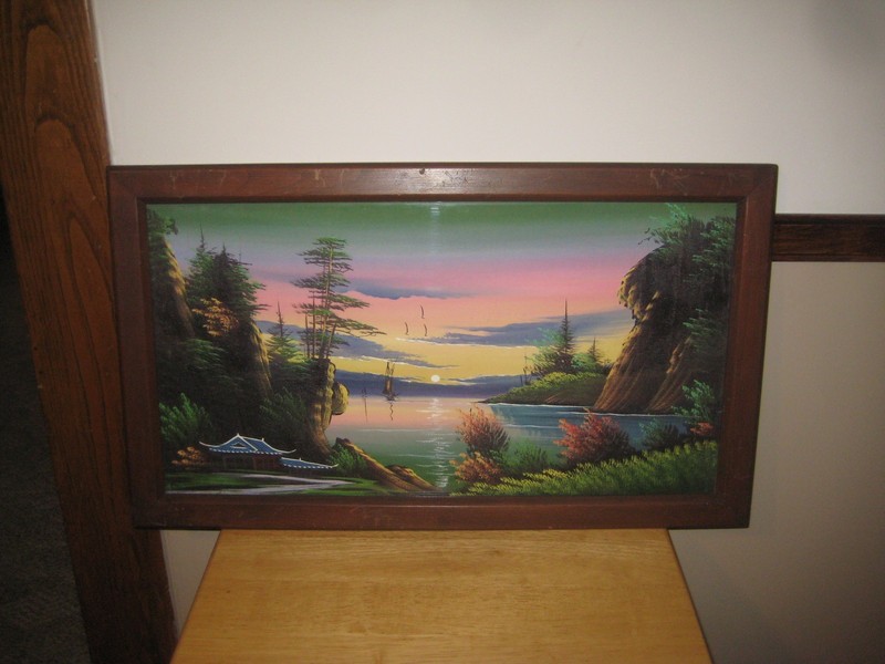Vintage oil on canvas Jake Overbeek 26 x 15 brought home from Korea after war