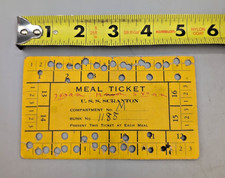 WWII/2 USS Scranton billet repas couchette n° 1188 avec poinçons