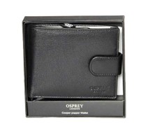 Osprey London Bifold Black Lather Cooper Popper Wallet Men's