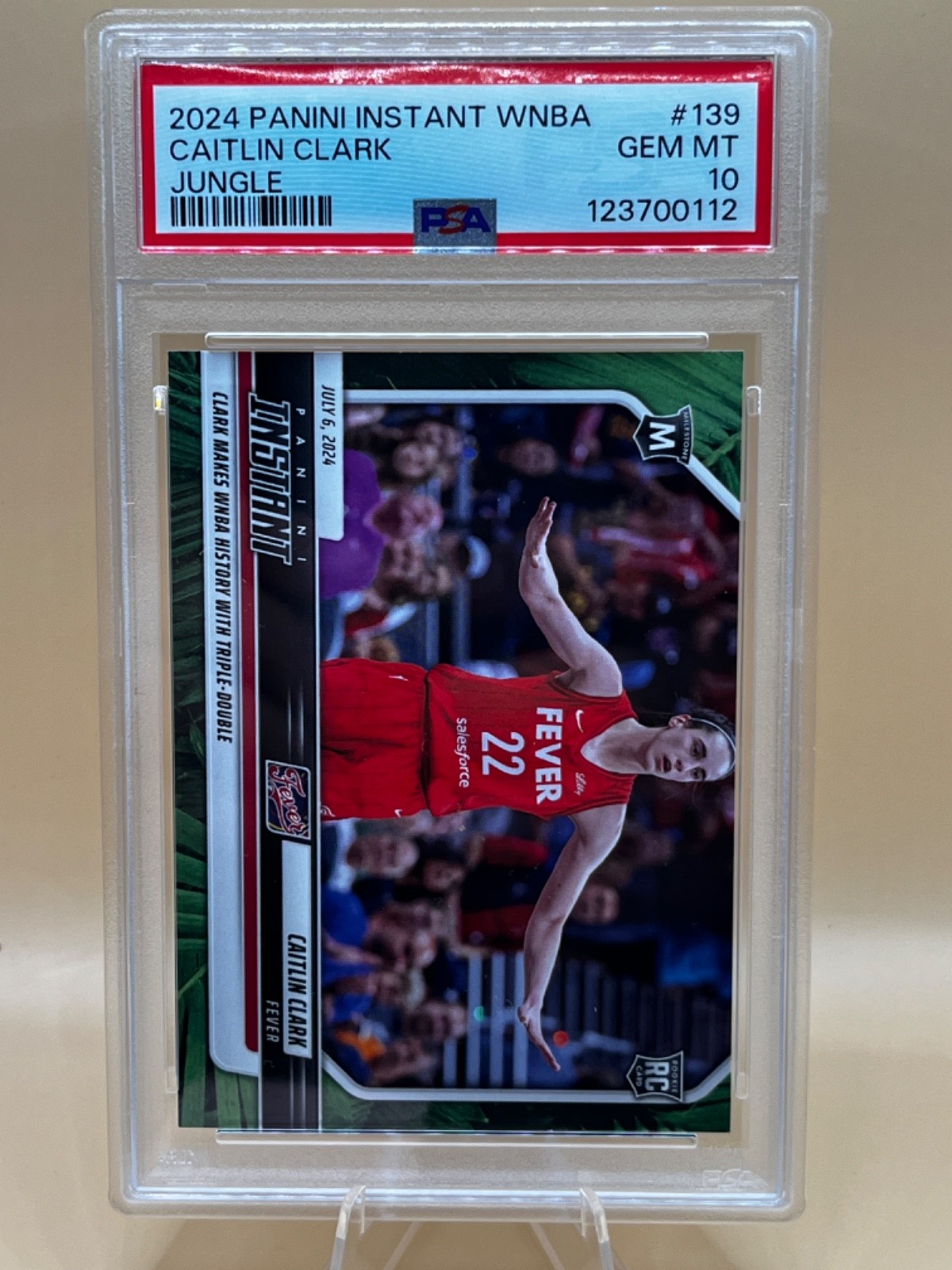 2024 Panini Instant - Caitlin Clark Jungle #22/25 Jersey Number PSA 10 Rookie RC