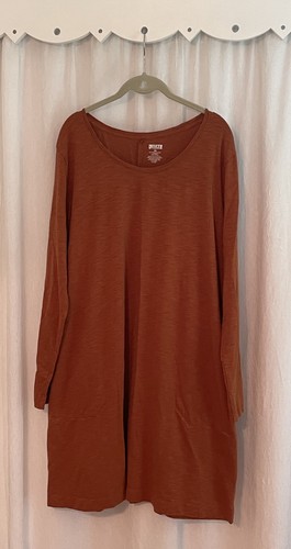 Duluth Trading Damen Langarm Strickkleid XXL Knielang Taschen Zimt