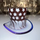 FENTON ART GLASS STARS & STRIPES 2001 HAT 3" tall