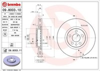 2X Brembo Bremsscheibe 09.8003.11 FüR CitroËN Passend FüR Fiat Lancia