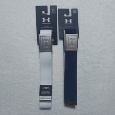 Under Armour Webbing Belt Mens OSFM White Navy 2 Pack Golf Adjustable Reversible