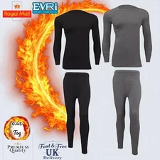 Mens Thermal Long Johns Top Bottom Set Cotton Underwear Warm Vest Base layer Set
