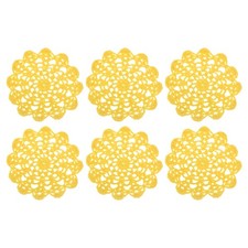 6Pcs Crocheted Cotton Doilies, 5.5" Lace Doilies Lace Placemats, Yellow
