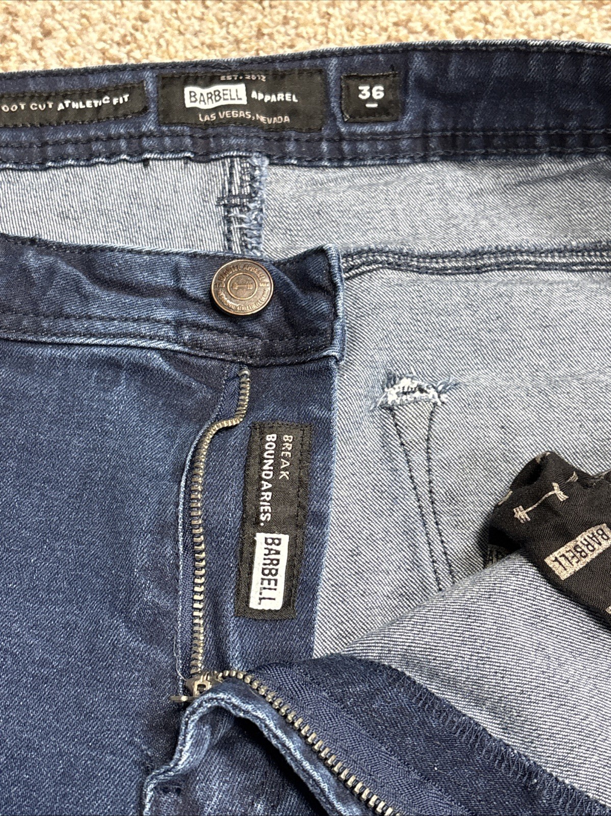 BARBELL Apparel Men's 36 X 32.5 Stretch Denim Jeans Boot Cut Athletic Fit - View 7