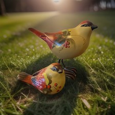 Clay Birds Hand Painted Set Of 2