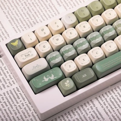 138 Keys Gradient Jade Green Keycaps MOA Profile PBT MX Mechanical Keyboard