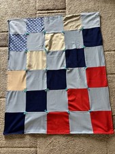 Vintage Handmade Baby Quilt Crib Blanket Patchwork 40X48 Red White Blue Polkadot
