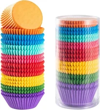 Bright Rainbow Standard Cupcake Liners Solid Colorful Paper Baking Cup 400-Count