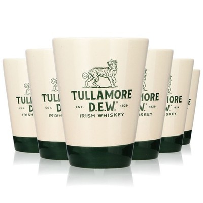 6x Tullamore Dew Whisky Glas Shotglas Stamper Steinzeug Tonglas 0,09l