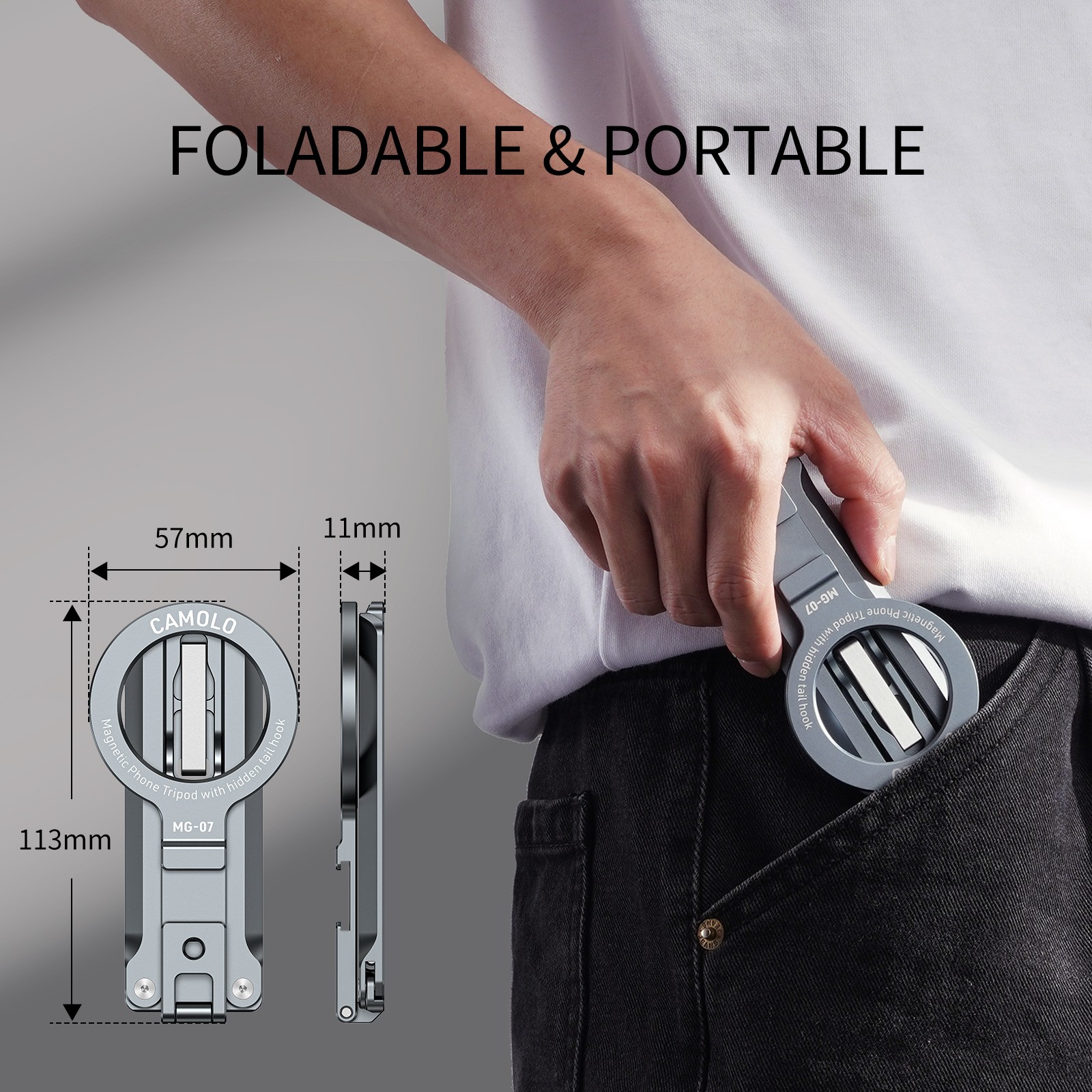 Camolo Strong Magnetic Mount Phone Holder Foldable Tripod Car Stand Rotatio