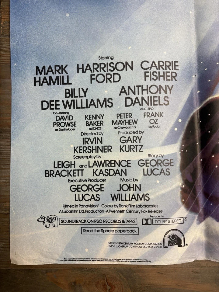 1980 Star Wars El Imperio Contraataca Póster Original 30x40 Foto 3 de 4