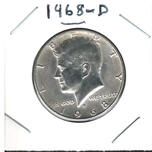 1968-D KENNEDY HALF 40% SLVR JUST UNDER UNCIRCULATED