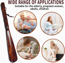Shoe Horn Long Handle for Seniors,Shoe Horns for Men,Women 12.5" Wood 