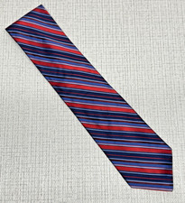 John W Nordstrom Red White Blue Repp Striped 100 Silk Tie Made in USA