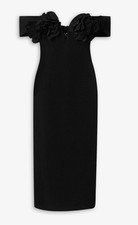 OSCAR DE LA RENTA Off-the-shoulder floral-appliquéd crepe midi dress New UK12