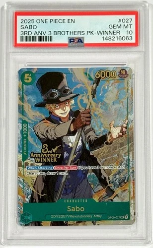 2025 One Piece Sabo 3rd Anniversary Winner OP09-027 PSA 10 Gem Mint English