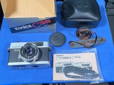 Konica C35 Silver 35mm Film Camera 38mm f1.8 Lens Original box, case, strap, etc