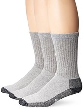 Wigwam L106019 Mens At Work Cotton Blend Crew Sock 3-Pack Grey Size XL 12-15