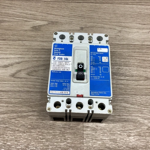 WESTINGHOUSE SER. C 100A 600V 3P FDB3100 FDB 14K CIRCUIT BREAKER #805D96PR6*CO