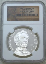 2009 P Lincoln Bicentennial Silver Dollar NGC PF69 Ultra Cameo, Frosty PQ #C206T