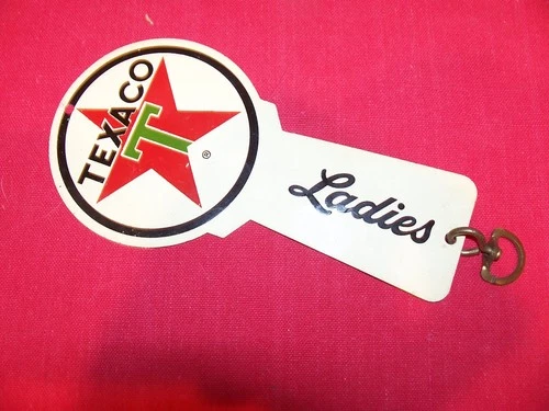 NICE Vintage Texaco Gas Service Station Ladies Restroom Key Fob Tag Sign Oil Ad