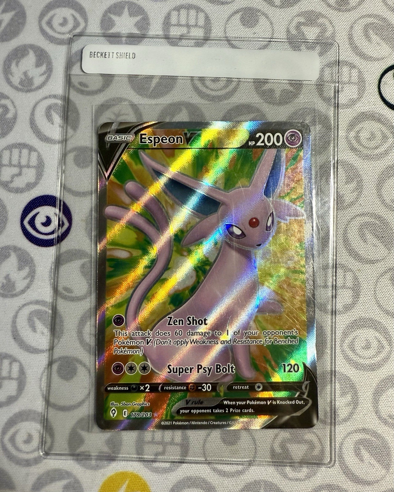 Espeon V Full Art Ultra Rare Holo SWSH07: Evolving Skies 179/203
