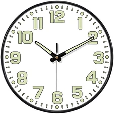 Glow in The Dark Wall Clock, 8" Silent Non-Ticking Wall Clocks Battery Operated