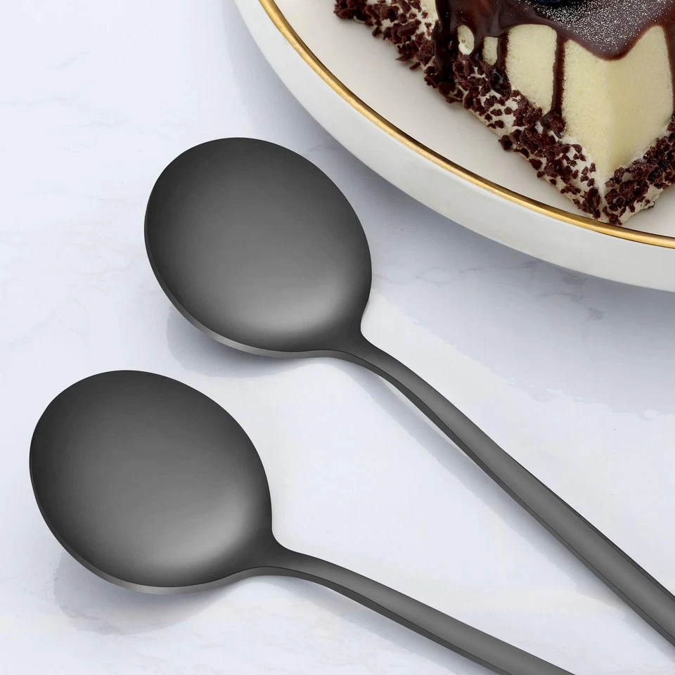36-Pcs Matte Black Dinner Spoons, 8.3 inch Round Head Spoons, Stainless Steel... - Image 3 of 4